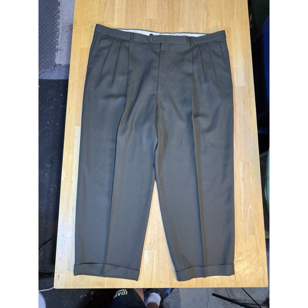 Vintage Givenchy Monsieur Dress Pants 46x28 USA Double Pleated Cuffed Black
